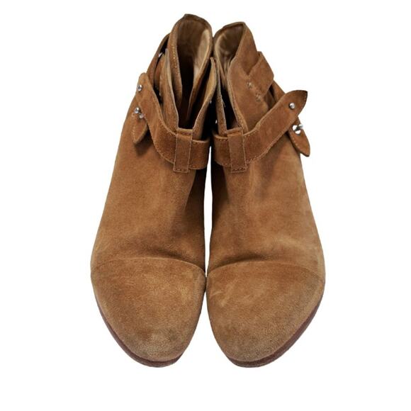 Rag & Bone Camel Tan Suede Harrow Bootie Size 8 Heeled Leather Ankle Boot - Picture 7 of 14